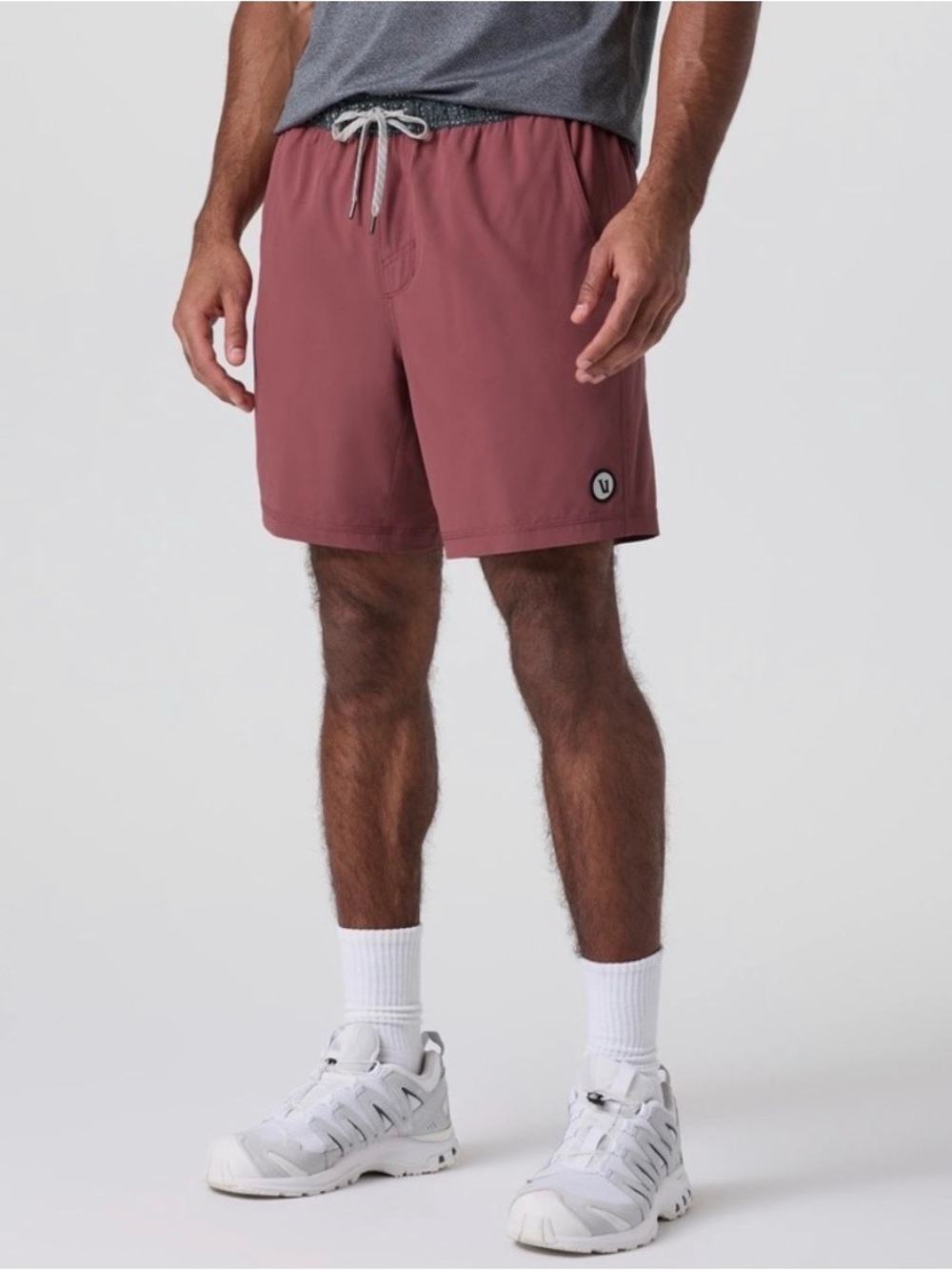 Vuori Men's Athletic Shorts in Mauve with Drawstring